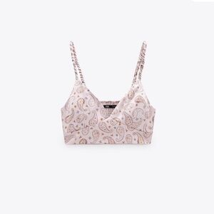 Zara NWT Satin Paisley Crop Top